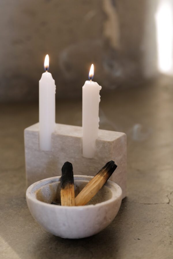 Travertine Candle Holder